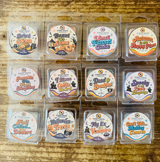 2026 Fall & Halloween Wax Melt Bundles | 12 or 24 Count | 1 oz Clamshells