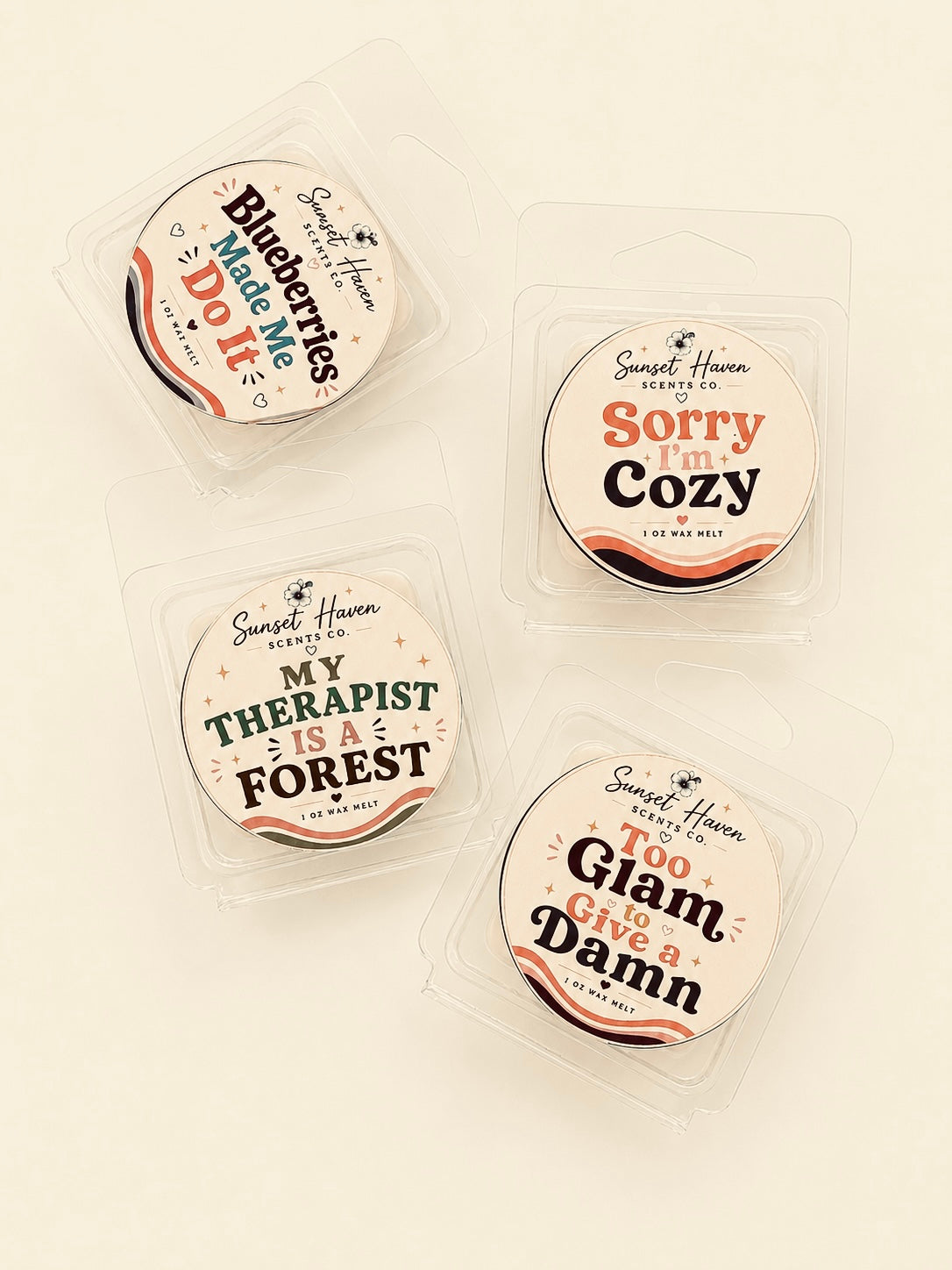 Luxury Core Collection Wax Melts – 1 oz Clamshells