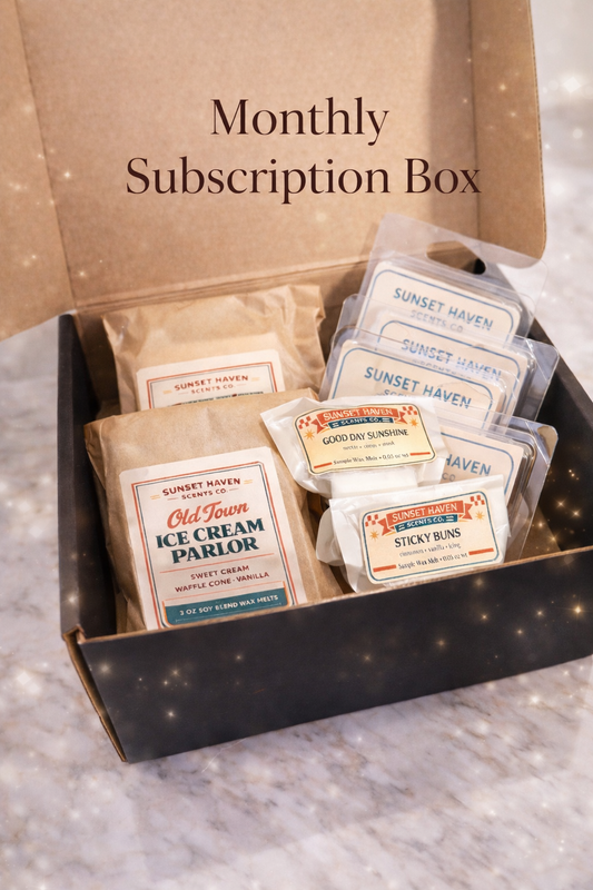 Sunset Haven Scents Co. | Luxe Soy Blend Wax Melts, White Wax Melts & Clean Hand-Poured Home Fragrance Subscription Box(April box)