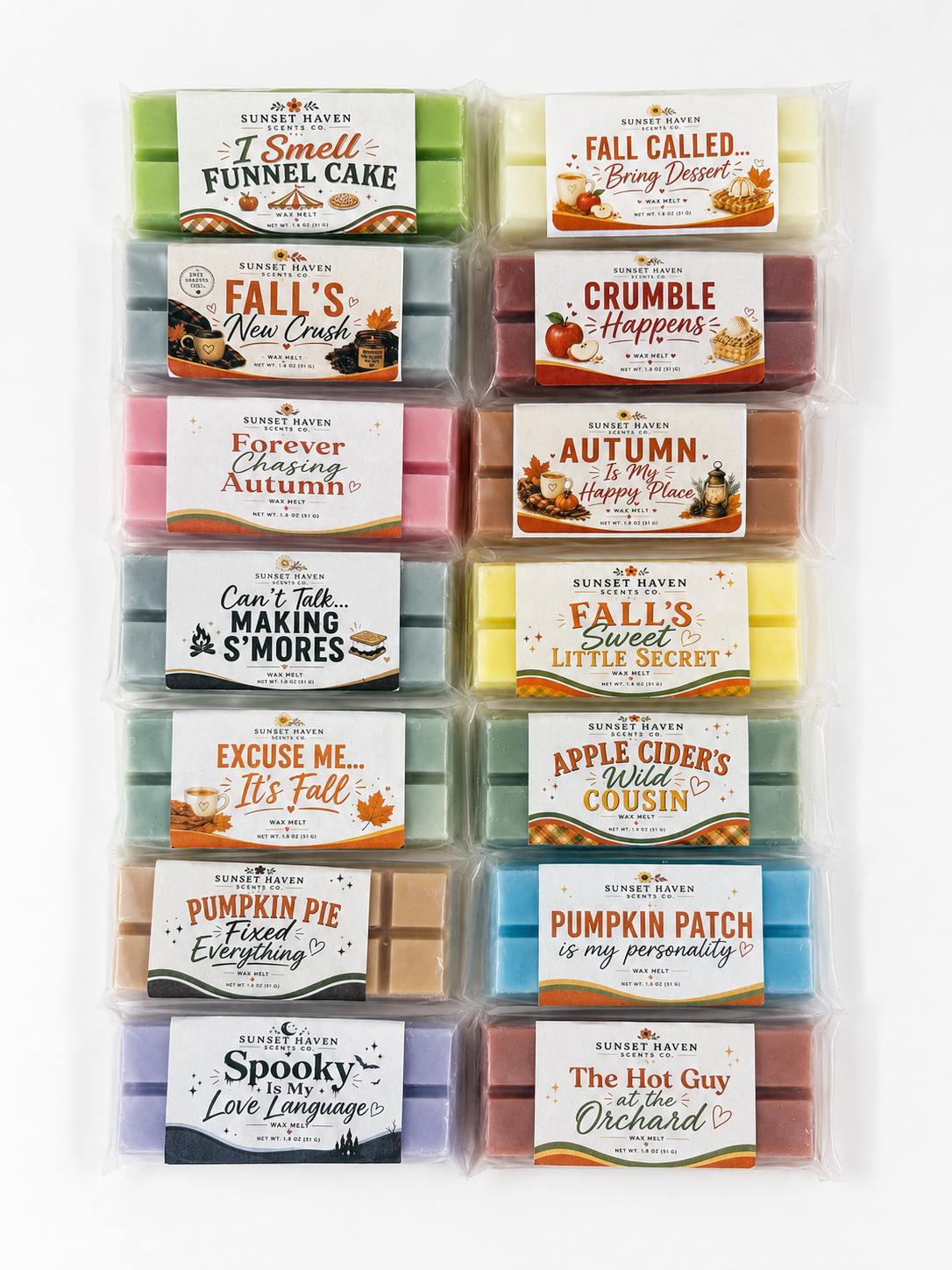 Fall Snap Bar Wax Melts | Hand-Poured Autumn Fragrance | 1.8 oz