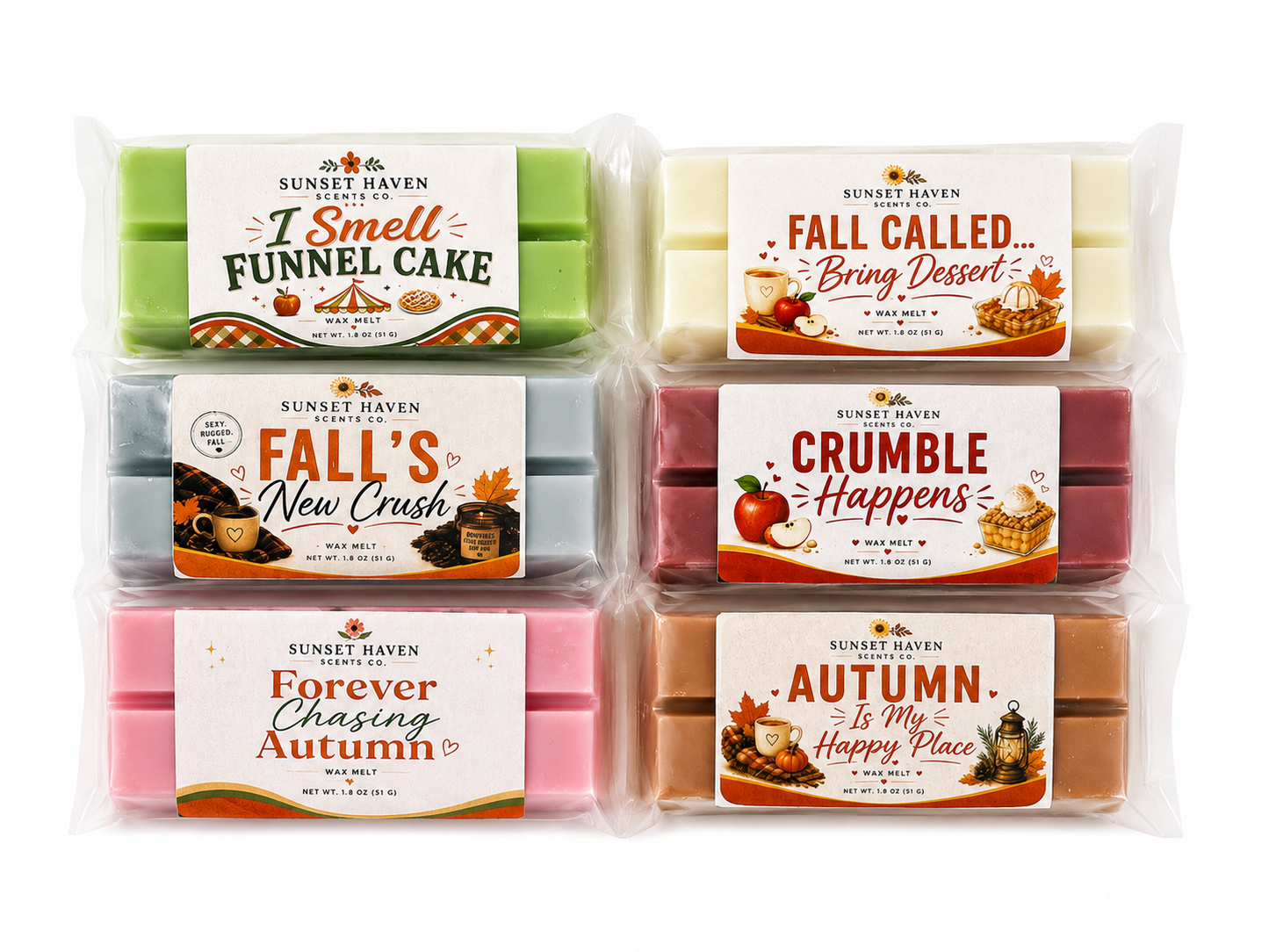 Fall Snap Bar Wax Melts | Hand-Poured Autumn Fragrance | 1.8 oz
