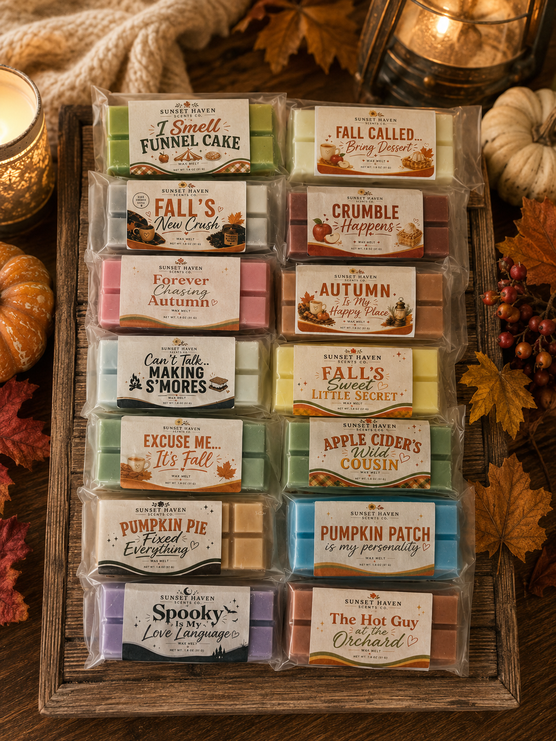 🍂 Complete Fall Collection | 14 Wax Melt Snap Bars (1.8 oz Each) 🍂