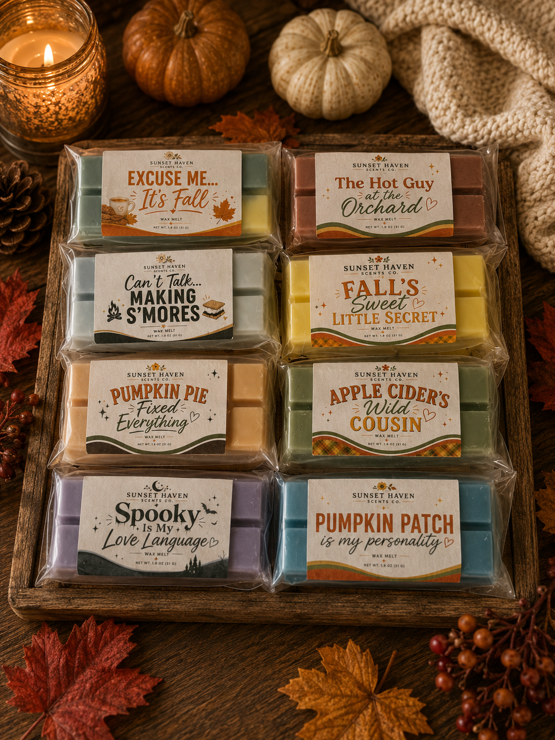 🍂 Complete Fall Collection | 14 Wax Melt Snap Bars (1.8 oz Each) 🍂